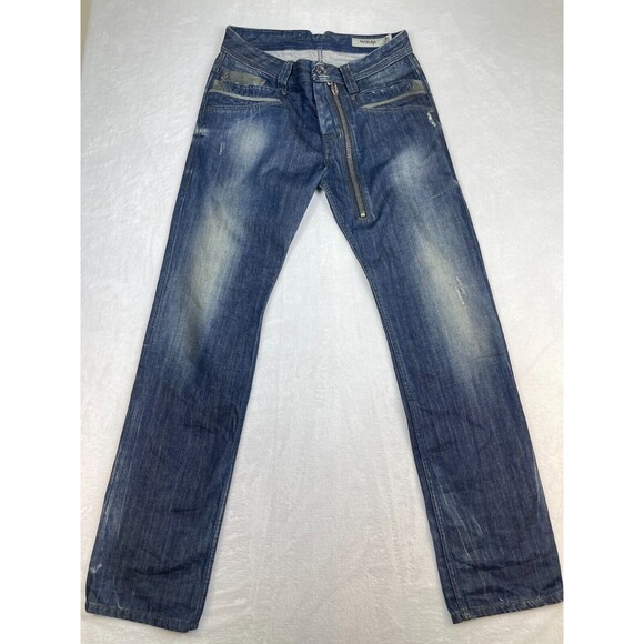 Salsa 1st Level Jeans Mens Size 31 Distressed Mix Media Blue Denim - Picture 1 of 16